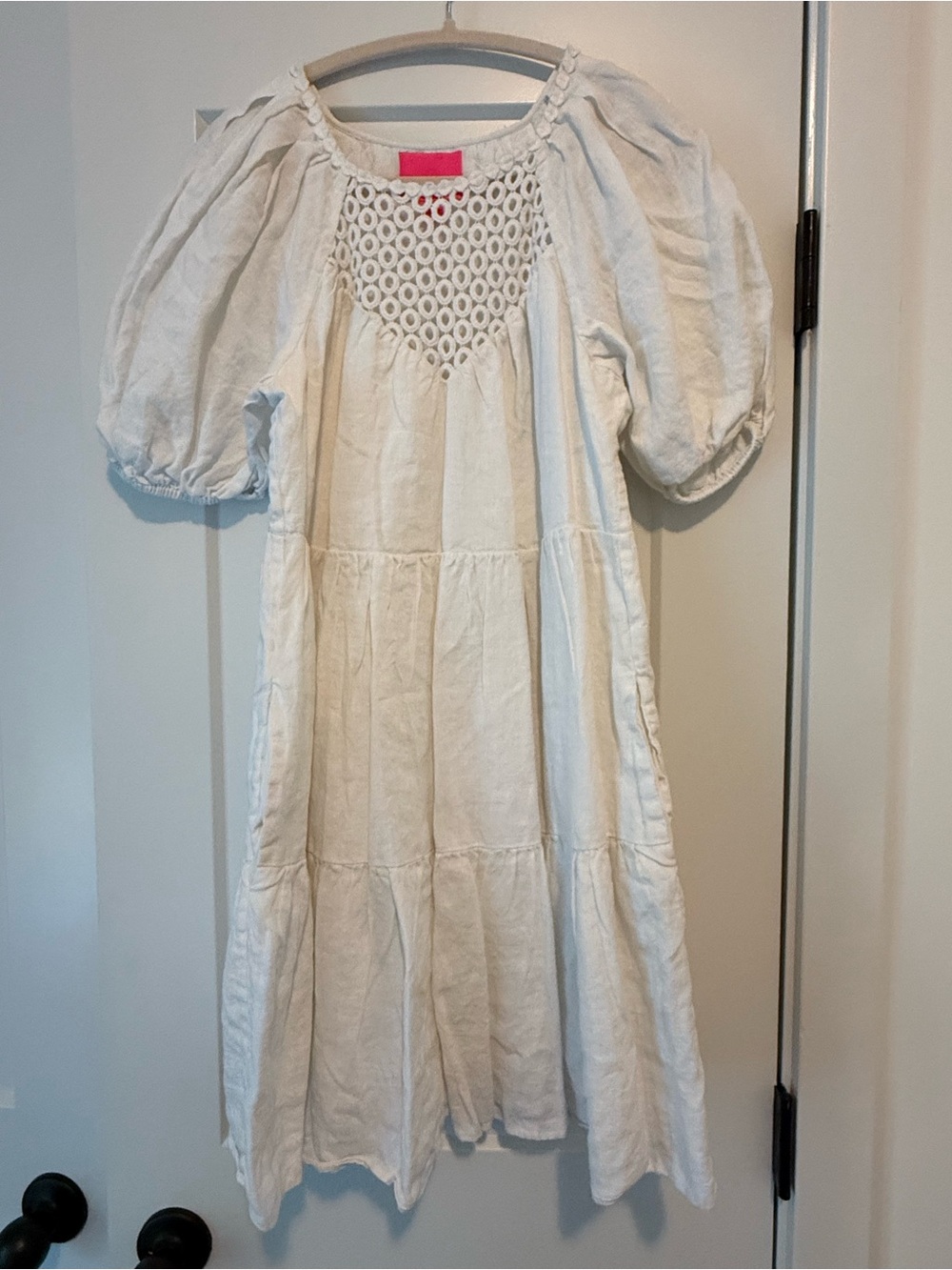 Lilly Pulitzer Cream Eyelet Yoke Tiered Puff Sleeve Dress